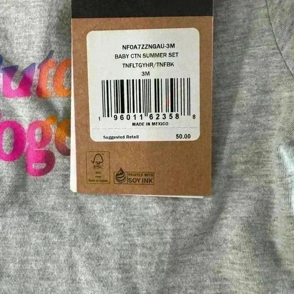 NWT The North Face Baby set “outdoors together” Sz 3 months - rainbow - Picture 7 of 8